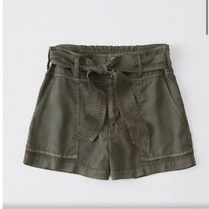 Olive Green High-Waisted Shorts